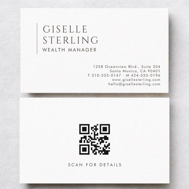Wealth Manager Modern Professional QR Code Business Card (Creator Uploaded)