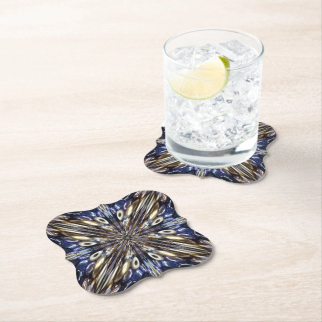 Wealth Of Seed Beading Abstract Pattern  Paper Coaster (Insitu)