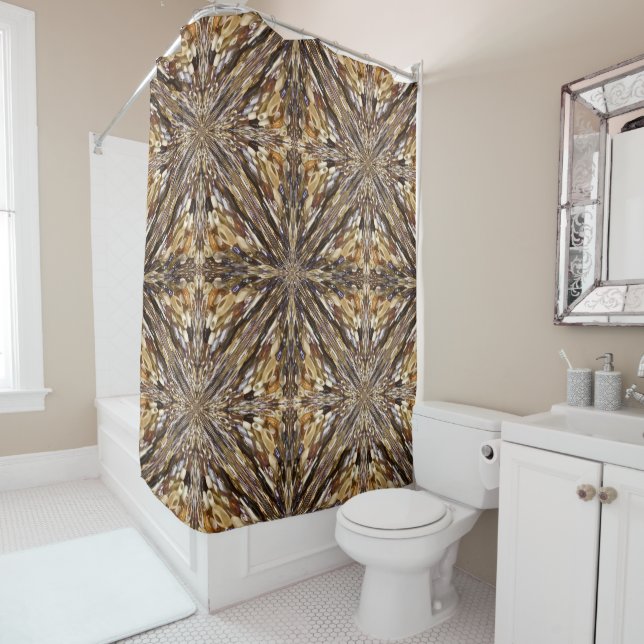Wealth Of Seed Beads Abstract Patterned  Shower Curtain (In Situ)