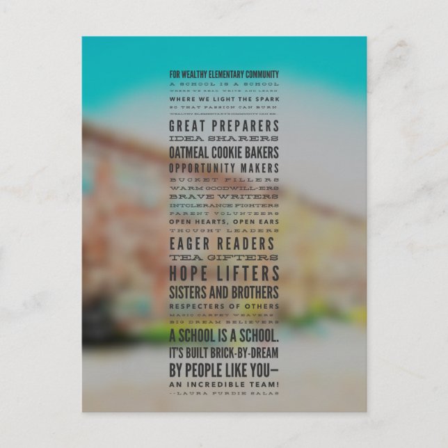 Wealthy Elementary School Can Be... Poem Postcard (Front)