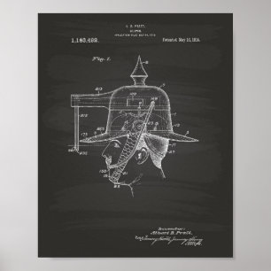 Weapon Hat 1916 Patent Art - Chalkboard Poster