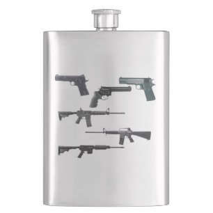 Weapons Collage Hip Flask