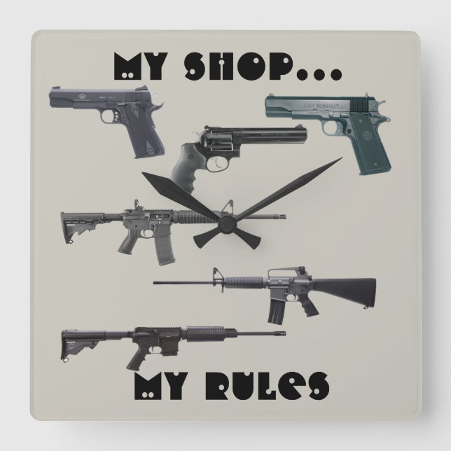 Weapons Collage Square Wall Clock (Front)
