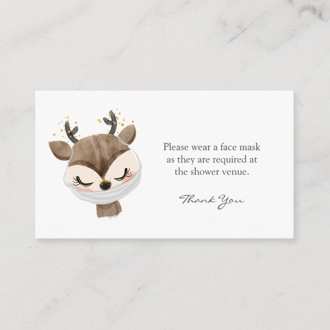 Wear a Face Mask Request Deer Baby Shower Enclosure Card (Front)
