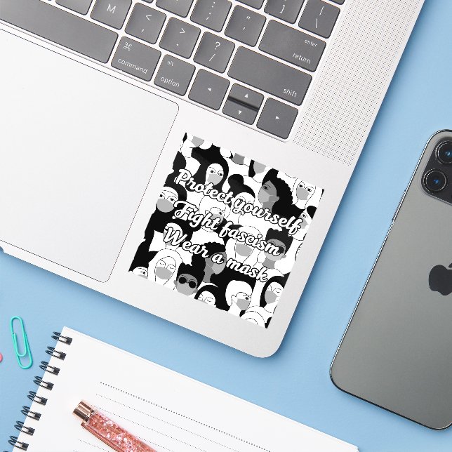 Wear a Mask Black & White Style (Laptop w/ iPhone)