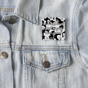 Wear a Mask Black & White Style 15 Cm Square Badge