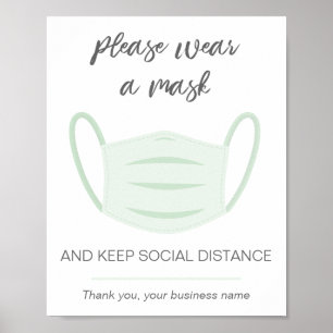 Wear a mask business sign social distancing