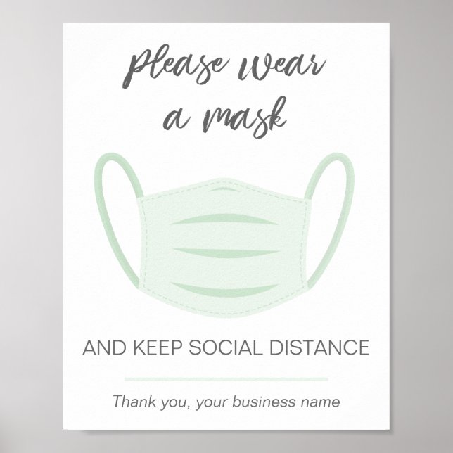 Wear a mask business sign social distancing (Front)