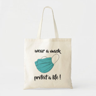 Wear A Mask Custom Typography Business Tote Bag