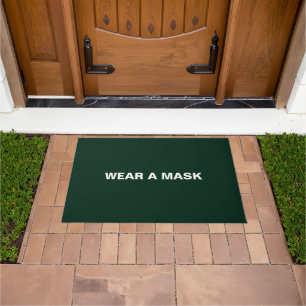 Wear a mask dark pine green custom text minimalist doormat