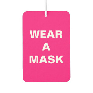 Wear a mask, fuchsia hot pink minimalist car air freshener