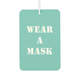 Wear a mask, light teal white minimalist car air freshener