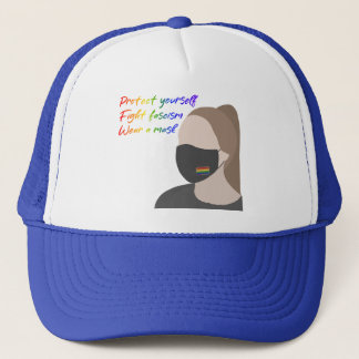 Wear a Mask Rainbow Style Trucker Hat