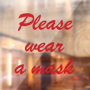 Wear a mask, red elegant custom script text