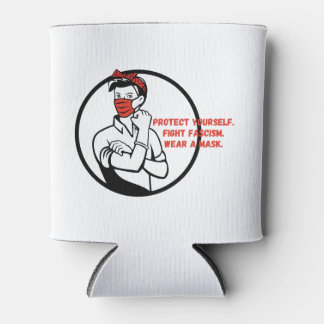 Wear a Mask Riveter Style Can Cooler