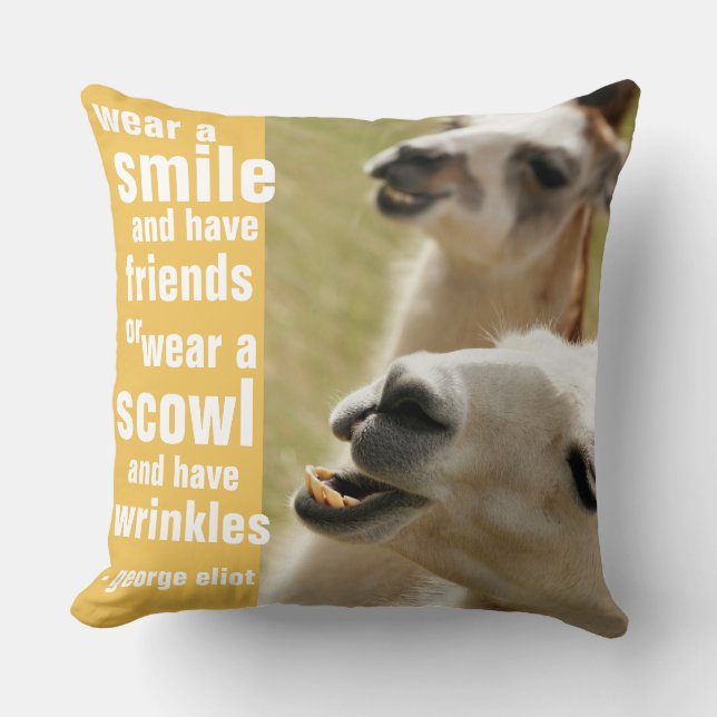 Wear a Smile and Have Friends George Eliot Quote Cushion (Front)