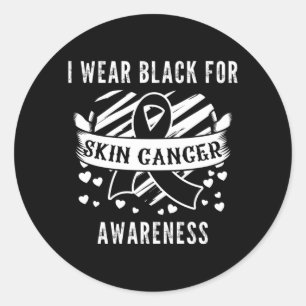Wear Black Ribbon Skin Cancer Melanoma Awareness Classic Round Sticker