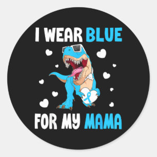 Wear Bleu For Mama Dinosaur Diabetes Awareness Classic Round Sticker