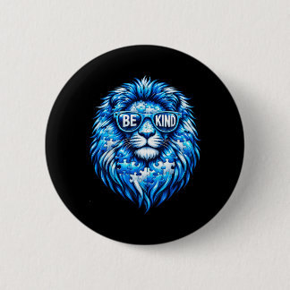 Wear Blue Autism Awareness Puzzle Lion Be Kind Men 6 Cm Round Badge