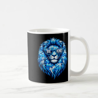 Wear Blue Autism Awareness Puzzle Lion Be Kind Men Coffee Mug