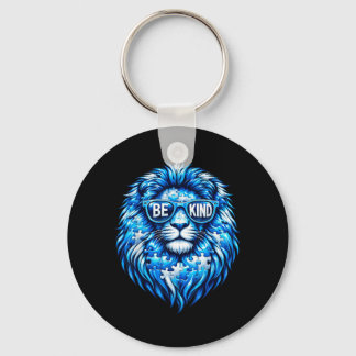 Wear Blue Autism Awareness Puzzle Lion Be Kind Men Key Ring