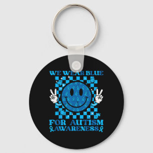 Wear Blue Autism Awareness Smile Peace ASD Men Key Ring