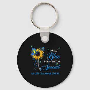 Wear Blue For Alopecia Awareness Sunflower 1 Key Ring
