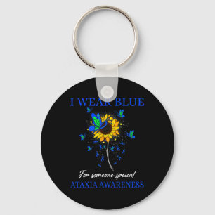 Wear Blue For Ataxia Awareness Sunflower Key Ring