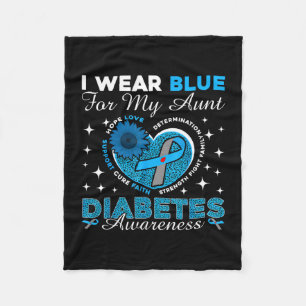 Wear blue for aunt diabetes awareness blue ribbon fleece blanket