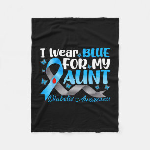 Wear blue for aunt diabetes awareness blue ribbon fleece blanket