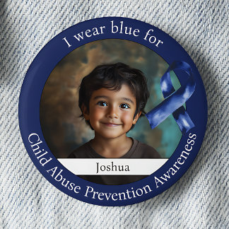 Wear Blue for Child Abuse Prevention Awareness 6 Cm Round Badge