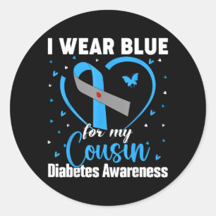 Wear Blue For Cousin T1d Diabetes Awareness Month Classic Round Sticker