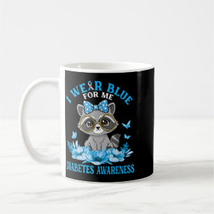 Wear Blue For Cute Racoon Flowers Diabetes Coffee Mug