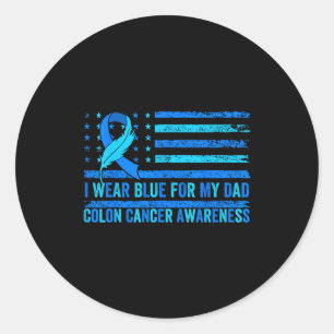 Wear blue for dad usa flag colon cancer awareness classic round sticker