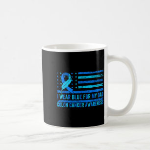 Wear blue for dad usa flag colon cancer awareness coffee mug