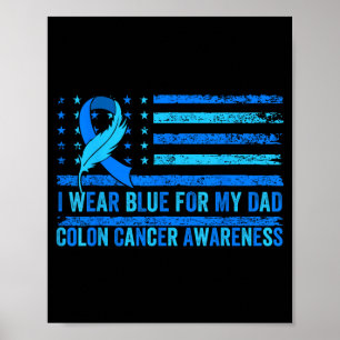 Wear Blue for Dad USA Flag Colon Cancer Awareness Poster