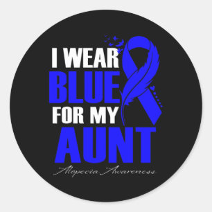Wear Blue For My Aunt Alopecia Feather Classic Round Sticker
