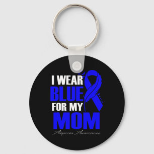 Wear Blue For My Mum Alopecia Feather Key Ring