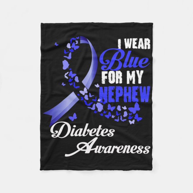Wear Blue For My Nephew T1d Diabetes Awareness Blu Fleece Blanket (Front)