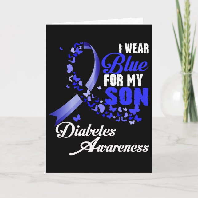 Wear Blue For My Son T1d Diabetes Awareness Blue R Card (Front)