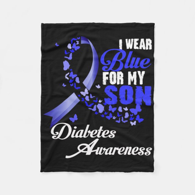 Wear Blue For My Son T1d Diabetes Awareness Blue R Fleece Blanket (Front)