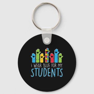 Wear Blue For My Students Autism Awareness Teacher Key Ring