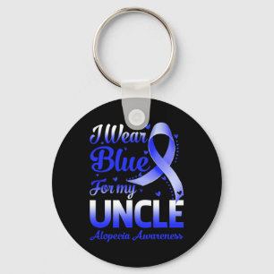 Wear Blue For My Uncle Alopecia Awareness Key Ring