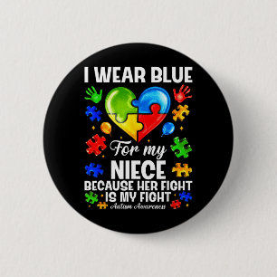 Wear Blue For Niece Au Awareness Support Puzzle 6 Cm Round Badge