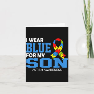 Wear blue for son autism awareness mum dad parents card