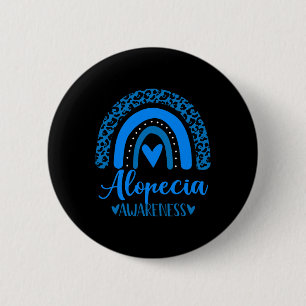 Wear Blue Rainbow Awsewome For Alopecia Awareness 6 Cm Round Badge