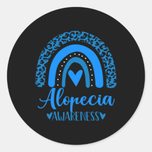 Wear Blue Rainbow Awsewome For Alopecia Awareness Classic Round Sticker