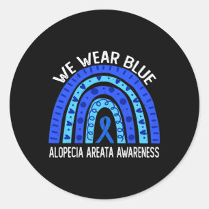 Wear Blue Rainbow For Alopecia Areata Awareness Classic Round Sticker