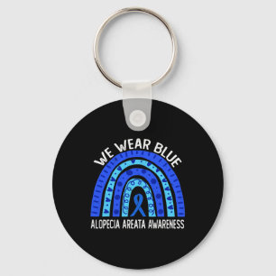 Wear Blue Rainbow For Alopecia Areata Awareness Key Ring