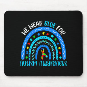 Wear blue rainbow for women mum teacher autism mouse pad
